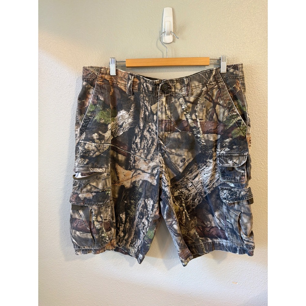 Camo Cargo Shorts Mens 38 Mossy Oak Hunting Outdoor Cotton 10" Inseam